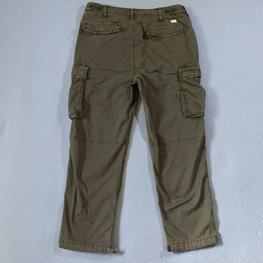 American Eagle Cargo Pants Mens 32x30 Brown Baggy Straight Leg Distressed